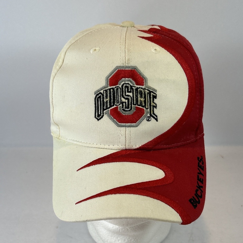 Vintage Ohio State Buckeyes Hat Cap Strap Back Spell Out Block O Football Swirl